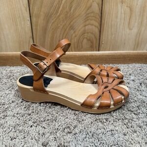 Swedish Hasbeens CROSS STRAP DEBUTANT Clog Sandals EU 38 US 8 M